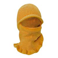 Theoylos Womens Windproof Cap Winter Scarf Loop with Hat Ladies Warm Full Face Hat Thicker Toboggan Cap Yellow
