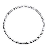 Rando Mens Magnetic Therapy Link Chain Necklace Stainless Steel 2 Rows Germanium Energy Health Necklace for Neck Arthritis Headaches Shoulder Pain Relief Jewelry (Silver)