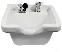 Pro Hair Tools Salon Barber Porcelain Wall Mounted Square Shampoo Bowl in (White) + Free Cape Co. Cutting Cape ($29 Value)