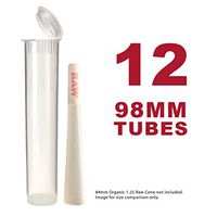 98MM Clear Doob Tubes | 12 Pack | Waterproof Airtight and Smell Proof Blunt Vial Container | Child Resistant with Squeeze Pop Tops | BPA-FREE | Ideal for Storing Pre Rolled Raw Cones
