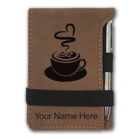 Mini Notepad, Cup of Coffee, Personalized Engraving Included (Dark Brown)