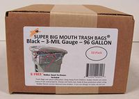 96 Gallon Super Big Mouth Trash Bags 10-Pack Plus 2 Free Rubber Tie Down Band