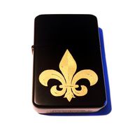 Vector KGM Thunderbird Custom Lighter - Fluer De Lys Mason Symbol Logo Black Matte Gold Design Logo Rare!