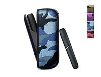 [PU Case for IQOS 3.0] Electronic Cigarette Soft Holder Pocket Charger Cover Full-Protective Case from Impact, Dust, Scratch (Camo Blue)