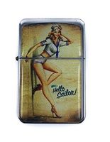 Lighter Sexy Sailor Girl Refillable Windproof Oil Petrol Cigarette Star Flip Top