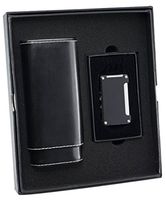 Visol "Naturale" and Black "Zidane" Cigar Case and Lighter Gift Set