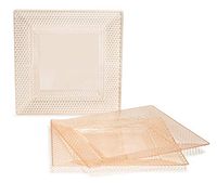 " OCCASIONS" 10 PACK 10.75'' Extra Large Dinner Plate, Wedding Disposable Heavyweight Plastic Square Plates (Vitro in Clear Blush)