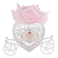 Carriage Candy Box Gift Box Hollow Out Love Heart Candy Gift Case Iron Carriage Shape Storage Box Wedding Decoration Favors - Pink