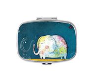 Geometric elephant Rectangular pill box/pill case-• 2 Compartments for Keeping Pills Separate pill box/pill case