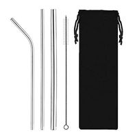 XFentech 8.5 inch Stainless Steel Straws Set - Eco-friendly Reusable Metal Straws for Beverage Coffee Drinking