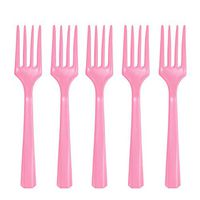 Amscan Heavyweight New Pink Plastic Forks, 48 Ct.