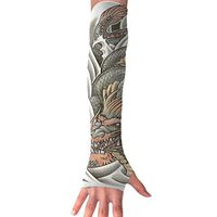 PINK CACTUS Vintage Dragon Tattoo Sports Arm Sleeves With Thumb Holes Anti-uv Sun Protection Golf Driving Sports Arm Sun Sleeves Gloves For Women Men