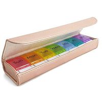 Weekly Pill Case Organizer + PU Leather Case (Avoid Pill Deterioration) - Portable Travel Prescription & Medication Pill Case - BPA Free - 7 Day Pill Box & Large Compartments