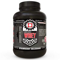 Driven WHEY- Grass Fed Whey Protein Powder: Delicious, Clean Protein Shake- Improve Muscle Recovery with 23 Grams of Protein with Added BCAA and Digestive Enzymes (Strawberry Milkshake, 5 lb)
