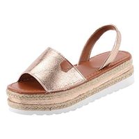 Women's Casual Platform Sandals, Summer Open Toe Sandals Ankle Strap Flatform Platform Shoes (US:6, Gold)