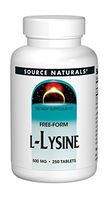 Source Naturals L-Lysine 500 mg Free Form -Amino Acid Supplement Supports Energy Formation & Collagen - 250 Tablets