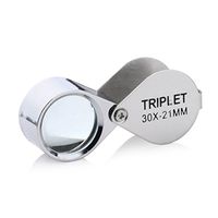 Greenery Bigeye 30X Jewellery Loupe Pocket Glass Folding Magnifier 3021mm Eye Lens Antiques Magnifying Hallmark Microscope-Silver