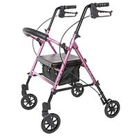 Carex Step 'N Rest Aluminum Rolling Walker For Seniors, Pink - Rollator Walker With Seat -  With Back Support, 6 Inch Wheels, 250lbs Support, Lightweight