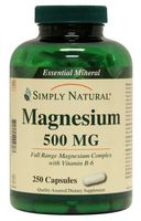 Simply Natural Magnesium 500 MG, 250 Capsules