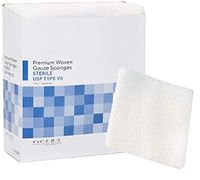 Woven Gauze Sponges 4" x 4". Case of 600 12-ply USP Type VII Cotton Gauze sponges for Wound Dressing, Cleaning, prepping, or Packing. Sterile, 100% Cotton, Latex-Free.