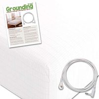 Grounding Brand Fitted King Size Sheet with Earth Connection Cable, 400TC Conductive Mat with Pure Silver Thread for Better Sleep and Healthy Earth Energy, White