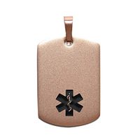 Dolceoro Customized Medical Alert Necklace, Personalized Laser Engraving - Stainless Steel - Select Options and Color