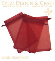 50 Pcs Burgundy 3x4 Sheer Drawstring Organza Bags Jewelry Pouches Wedding Party Favor Gift Bags Gift Bags Candy Bags [Kyezi Design and Craft]