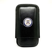 Genuine Leather US Navy Cigar Case 3-Finger with 3 Cigar Holders - Pocket-Sized Cigar Case for Travel, Gifts for Men by Cigar Cutters by Jim (Black)