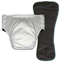 Adult Pull On Diaper with Tabs - Medium Reusable Incontinence Briefs with Insert for Women or Men (Regular, White)