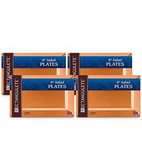 [40 Count - 8 Inch Plates] Rectangulete Designer Tableware Heavyweight Plastic Copper - Gold Color Rectangle Salad - Appetizer Plates With Border, Party & Wedding, Event Plate, Disposable Dishes