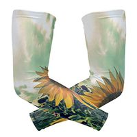 LEVEIS Sunflower Photograph Arm Sleeves UV Protection for Men Women Sunblock Protective Gloves Running Golf Cycling Driving Long Arm Cover 1 Pair