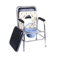 GYZ Commode Chair for Toilet Stainless Steel Material Folding Household Elderly Pregnant Women Toilet Chair Black，Safety Load 300kg Toilet Safety Frame (Color : Black)