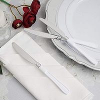 BalsaCircle 100 pcs 7.5-Inch Silver Disposable Plastic Party Knives with Handle - Wedding Home Catering Tableware Supplies Wholesale