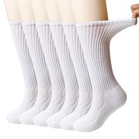 MD 6 Pairs Non-Binding Men's Cushioned Moisture Wicking Bamboo Diabetic Crew Dress Socks 10-13 White