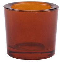 Bluecorn Beeswax Heavy Glass Votive and Tea Light Candle Holders (12, Dark Amber)