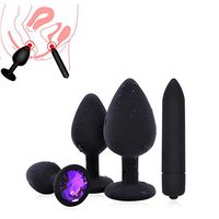 Sensuality Anales Toys for Women and Men 4Pcs Beginner Plug Set Toy Training Kit Novelty Anales Trainer with T-bar Base Pink by Teanmy (Black1)