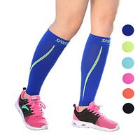 Weijinzhu Compression Leg Sleeves - Calf Sleeves for Men and Women for Running (Blue, L)