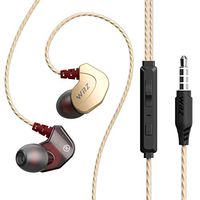MINZEN Earbuds Wired Earphones in Ear Headphones Noise Isolating Bass Sport Sweatproof Headsets with Microphone & Volume Control for Running Gym Workout, Cell Phone Table Laptop Computer (Gold)