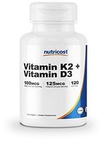 Nutricost Vitamin K2 (100mcg) + Vitamin D3 (5000 IU) 120 Softgels - Gluten Free and Non-GMO