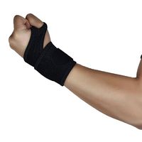 Yamalans Adjustable Gym Wristband Sports Wrist Protect Brace Support Bandage Strap (Black)