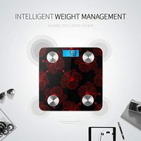 Black and Red Leaves and Peony Flowers Weigh Scale Bodyfat Scale Weighing Machine for Body Tracks 8 Key Compositions Analyzer Sync with Fitness Apps 400 Lbs
