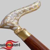 X-Mas Gift for Friends NAUTICAL BRASS HANDLE ANTIQUE 36" SOLID WALKING Stick