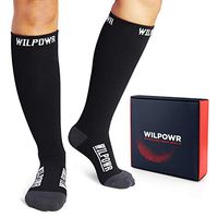 Mens Compression Socks - Compression Stockings Men & Women - Support Circulation Plus Size Wide Calf - For Nurse, Running, Pregnancy Maternity, Travel, Plantar Fasciitis, Ted Hose (15-20 mmHg) L