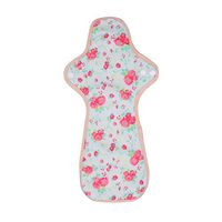 Luckypads Certified Organic Cotton Reusable Washable Cloth Menstural Pads, No Fragrance and Chemical, Customizable Absorbency for Period Needs (Ultra Overnight, Red Flower)