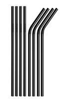 SWZLE Premium Stainless Steel Drinking Straws With Cleaning Brush (4 Pack) - Bent Shape - Your Choice of Color