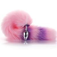 1 pcs Faux Advanced Texture Fur Wolf Fox Tail Hair Halloween Christmas Cosplay Party Costume Gift for sweetbaby （Pink and Purple）-S
