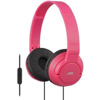 JVC Lightweight Flat Foldable On Ear Colorful Lightweight Foldable Headband with Mic, Red (HASR185R)
