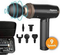 Massage Gun deep Tissue Percussion Massager Muscle Personal Handheld Quiet, 9 Speed High-Intensity Vibration - Quick Rechargeable Device - Includes 5 Massage Heads