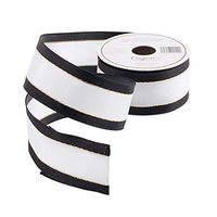 Caspari White with Black Border Wired Ribbon - Three 24 Ft. Spools