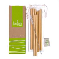 BULUH STRAWS - NATURAL ORGANIC BAMBOO. REUSABLE ECO FRIENDLY AND BPA-FREE. A BIODEGRADABLE SAFE ALTERNATIVE TO PLASTIC, GLASS AND STAINLESS STEEL. 8 STRAWS, CLEANING BRUSH AND CUSTOM BAG